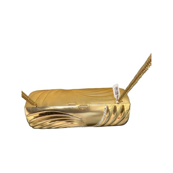 Great Women’s Evening Metal Cylinder Shoulder Bag Gold Tone With Gold Chain - Picture 4 of 10